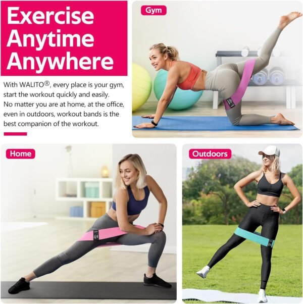 WALITO Resistance Bands for Legs and Butt, Fabric Exercise Loop Bands Yoga, Pilates, Rehab, Fitness and Home Workout, Strength Bands for Booty - Image 2