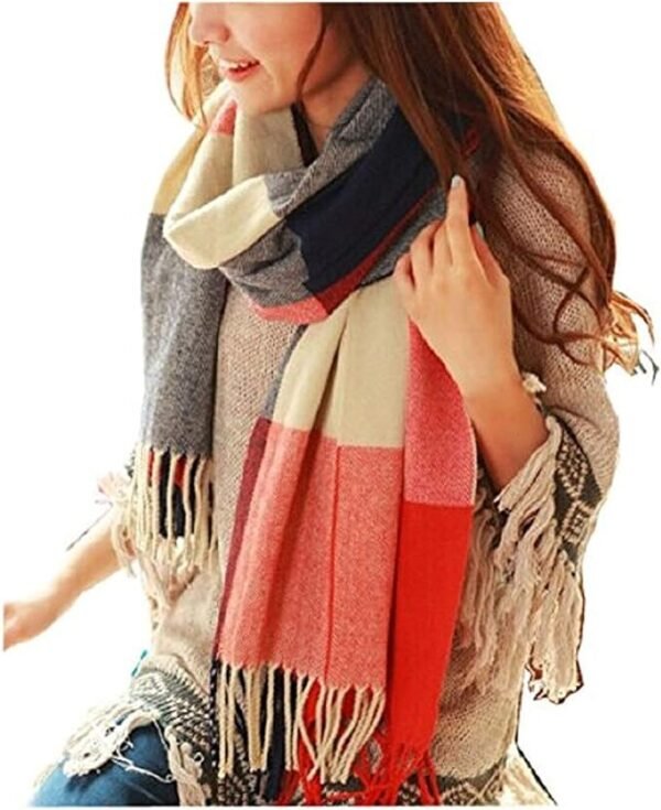 Loritta Womens Scarf Fashion Long Plaid Shawls Wraps Big Grid Winter Warm Lattice Large Scarves Gifts - Image 2