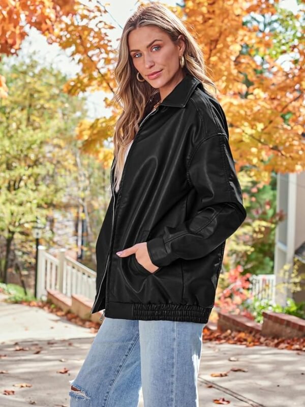 AUTOMET Womens Oversized Leather Jackets Faux Suede Fall Fashion Motorcycle Coats Winter Outfits Clothes 2024 - Image 4