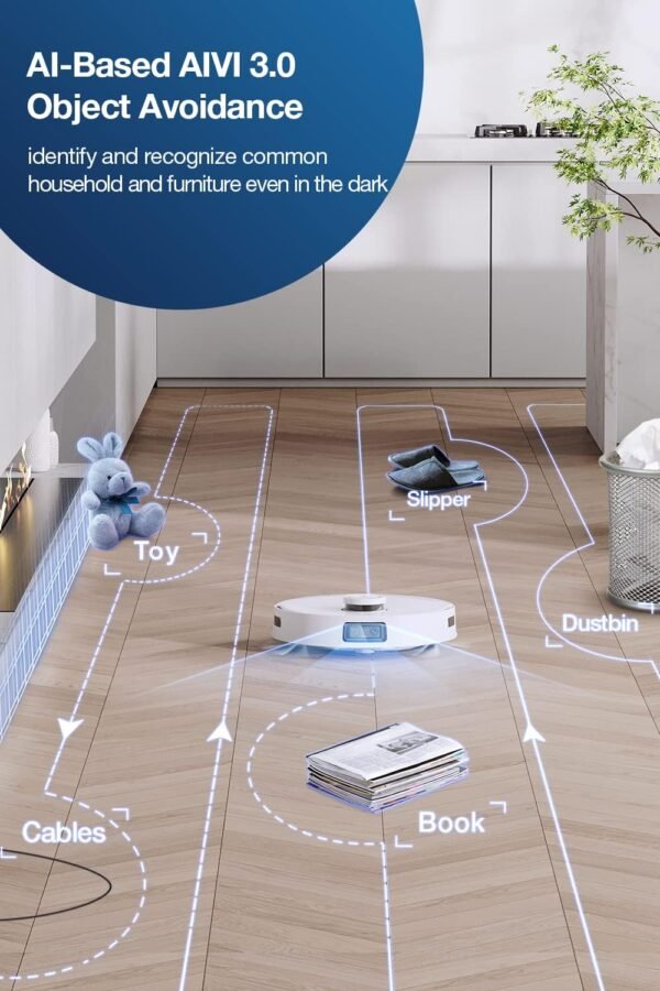 ECOVACS DEEBOT T10 OMNI Robot Vacuum and Mop Combo, Auto Self-Emptying, Auto Mop Cleaning, Hot Air Drying, 5000Pa Suction, OZMO TURBO Deep Mopping with Precision Mapping and Obstacle Avoidance, White - Image 6