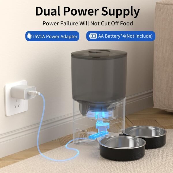 7L Automatic Cat Feeders for 2 Cats - 2.4G WiFi Timed Auto Feeder with APP Control for Remote Feeding, Automatic Cat Food Dispenser with Alexa, Detachable for Easy Clean, 1-10 Meals Per Day - Image 5