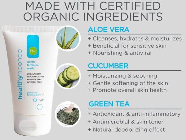Gentle Feminine Wash for Women, pH Balanced Vulva Wash for Sensitive Skin, Plant Based Natural Hygiene Wash, Fragrance Free Vaginal Soap, Paraben and Glycerin Free (4 fl oz) - Image 3