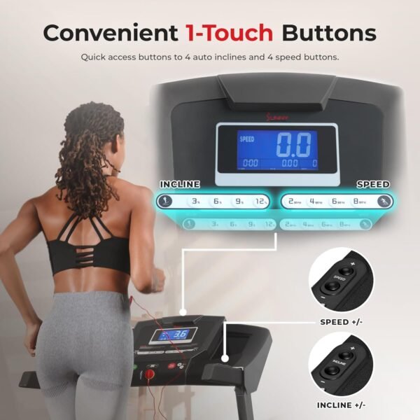 Sunny Health & Fitness Premium Foldable Treadmill for Home, Running or Walking with Auto Incline, Shock Absorption, Digital Display, Optional 20” Running Deck, Free SunnyFit App Bluetooth Connection - Image 2