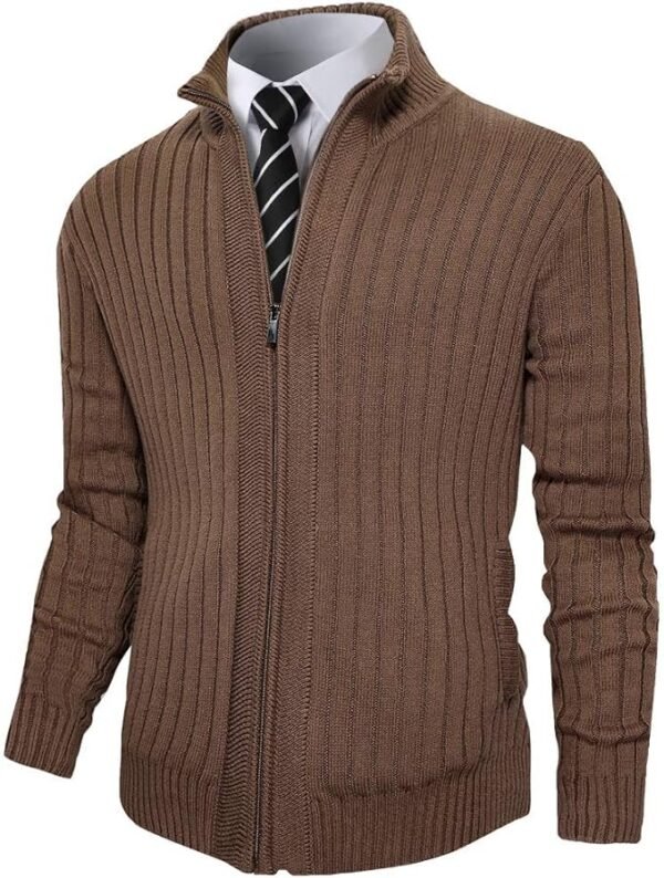Pioneer Camp Men's Cardigan Sweaters Full Zip Up Stand Collar Slim Fit Casual Knitted Sweater with 2 Front Pockets