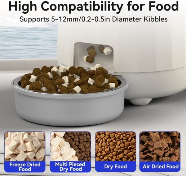 Smart Automatic Cat Feeders, Dual Power Supply Cat Food Distributor, WiFi Pet Feeder with APP Control for Remote Feeding, Moisture-Proof Freshness Design, 3L Automatic Cat Feeder (Grey) - Image 5