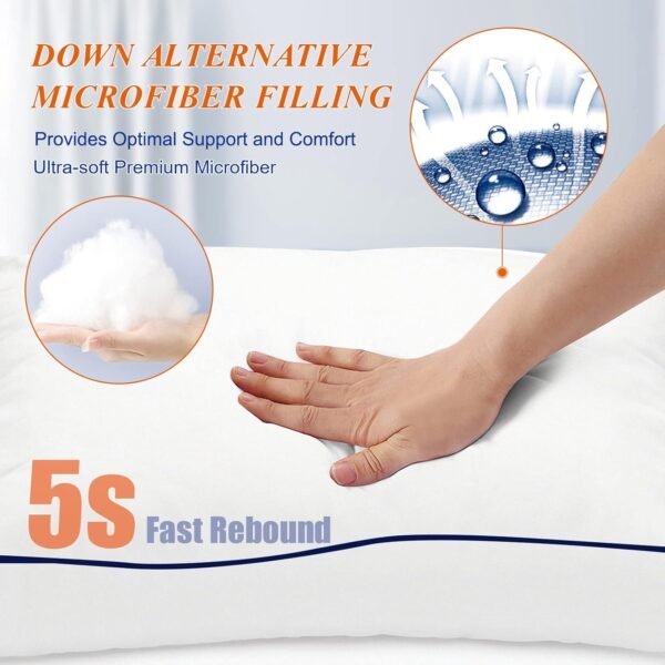 MZOIMZO Bed Pillows for Sleeping- Medium Soft, Queen Size Set of 2, Cooling Hotel Quality for Back, Stomach or Side Sleepers - Image 5