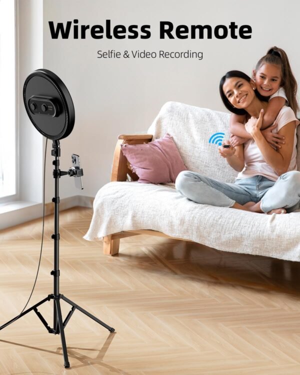 Weilisi Large Ring Light with 72" Tripod Stand, 6500K Full-Screen Selfie Ring Light for Live Stream, YouTube, TikTok, Video Recording, Photography, Ring Light Tripod for iPhone/Phone with Remote - Image 6