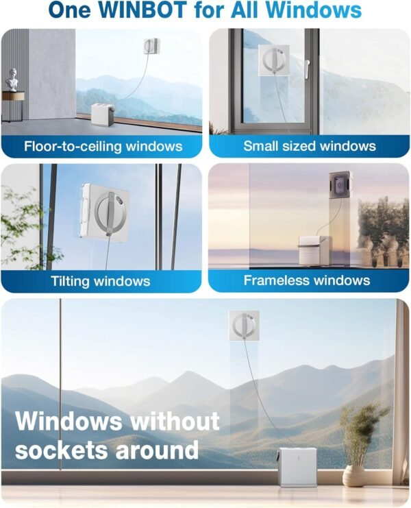 ECOVACS Winbot W2 Omni Portable Window Cleaning Robot, Intelligent Cleaning with Three-Nozzle Wide-Angle Spray Technology, Win SLAM 4.0 Path Planning, Deep Edge Cleaning, 5500Pa Suction Power - Image 3