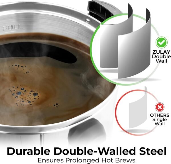 Zulay Commercial Coffee Maker - 100 Cup Coffee Percolator With Double-Wall Stainless Steel & Twist-Lock Lid - Quick Brewing Coffee Urn With Keep-Warm Mode For Events & Catering - Silver - Image 8