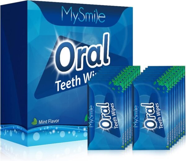 MySmile 100pcs Teeth Wipes Disposal Finger Brush Deep Cleaning Teeth Wipes Oral Brush Up Tooth Wipes ​for Teeth Cleaning, Mint Flavor