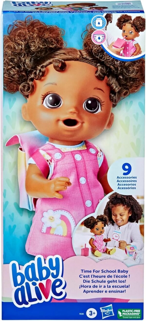 Baby Alive Time for School Baby Doll Set, 12 Inch, Back to School Toys for Girls & Boys, Black Hair, Preschool Gifts for Kids, Ages 3+ (Amazon Exclusive) - Image 4