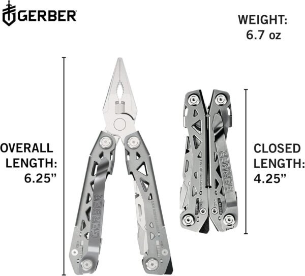 Gerber Gear Suspension-NXT 15-in-1 EDC Multi tool with Pocket Knife, Needle Nose Pliers and Wire Stripper Tools, Gifts for Men, Survival and Camping Gear, Stainless Stee - Image 6
