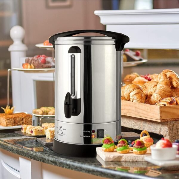 Zulay Commercial Coffee Maker - 100 Cup Coffee Percolator With Double-Wall Stainless Steel & Twist-Lock Lid - Quick Brewing Coffee Urn With Keep-Warm Mode For Events & Catering - Silver - Image 7