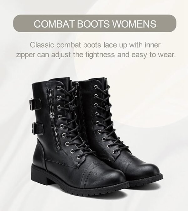 Vepose Women's 928 Military Combat Boots Mid Calf Boots+with Card Knife Wallet Pocket - Image 6