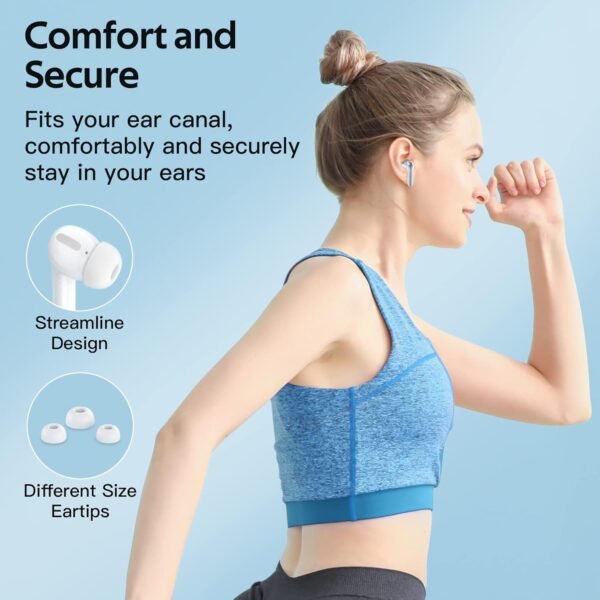 TAGRY Bluetooth Headphones True Wireless Earbuds 60H Playback LED Power Display Earphones with Wireless Charging Case IPX5 Waterproof in-Ear Earbuds with Mic for TV Smart Phone Laptop Computer Sports - Image 4