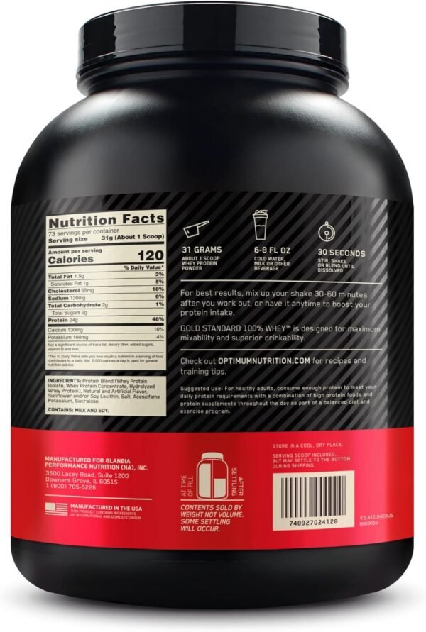 Optimum Nutrition Gold Standard 100% Whey Protein Powder, French Vanilla Crème, 5 Pound (Packaging May Vary) - Image 7