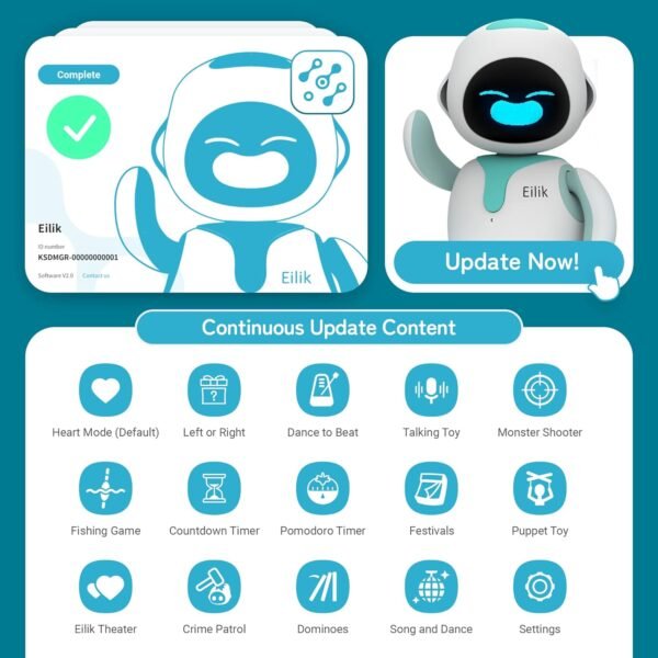 Eilik - Cute Robot Pets Toys with Abundant Emotions, Your Perfect Interactive Companion at Home or Workspace, Unique for Girls & Boys. - Image 2