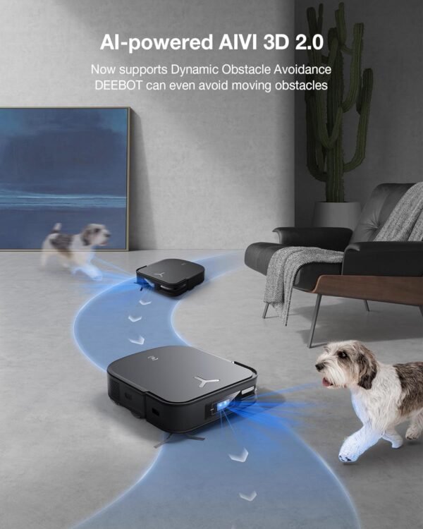 ECOVACS DEEBOT X2 Omni Robot Vacuum and Mop, 8000Pa Suction, 15mm Lift, Omni Station with Hot Water Mop Washing, Self-Emptying, Hot Air Drying, Auto-Refill, Obstacle Avoidance,Black - Image 2