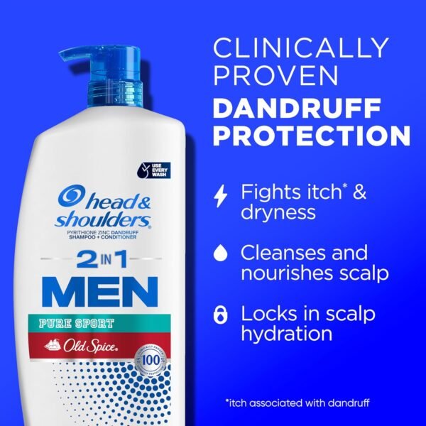 Head & Shoulders 2-in-1 Dandruff Shampoo and Conditioner Set, Clinically Proven Dandruff & Itch Relief, Lemon-Lime Scent of Old Spice Pure Sport, Nourish Scalp & Hair, 31.4 Fl Oz Each, 2 Pack - Image 8