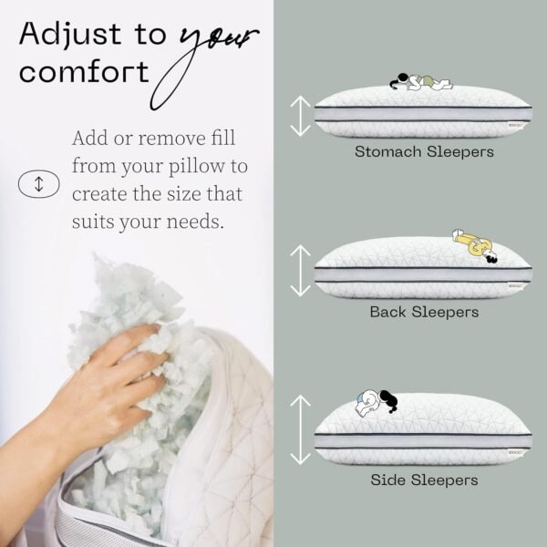 Coop Home Goods Eden Bed Pillow Queen Size for Sleeping on Back, Stomach and Side Sleeper- Medium Soft Memory Foam Cooling Gel - CertiPUR-US/GREENGUARD Gold - Image 7