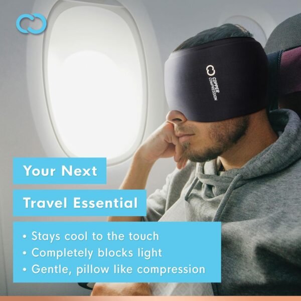Copper Compression Copper Freeze Migraine Relief Mask Cap w/Cryo Compression - Reusable 360° Ice Pack Band for Headaches - Eases Nausea, Sinus Pressure, Tension - Gift for Women, Men, Moms - One Size - Image 2