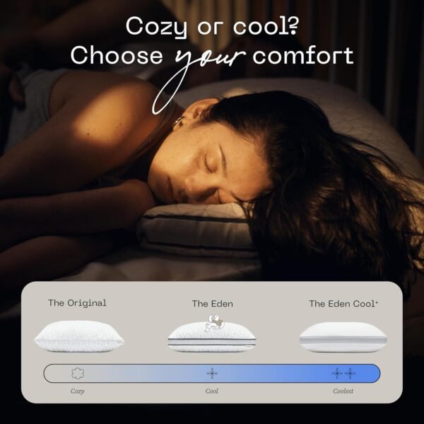 Coop Home Goods Eden Bed Pillow Queen Size for Sleeping on Back, Stomach and Side Sleeper- Medium Soft Memory Foam Cooling Gel - CertiPUR-US/GREENGUARD Gold - Image 8