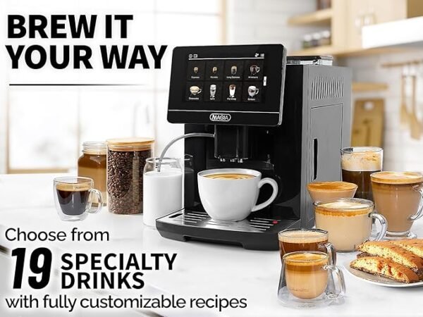 Zulay Magia Fully Automatic Espresso Machine With Grinder - 19 Customizable Coffee Options - Includes Deluxe Espresso Cups - Auto-Cleaning For Easy Maintenance - Milk-Foam System - OG Black - Image 7