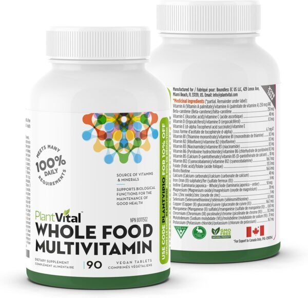 Plantvital Whole Food Multivitamin Multivitamins with 56 Superfoods Raw Veggies and Fruits Vitamins Earth Energy Fruits and Veggies Supplement Pure Fruit and Vegetable Supplements 180 Tablets - Image 2