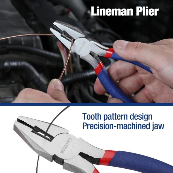 7-piece WORKPRO Pliers Set with Groove Joint, Long Nose, Slip Joint, Linesman, and Diagonal Pliers for DIY & Home Use - Image 4