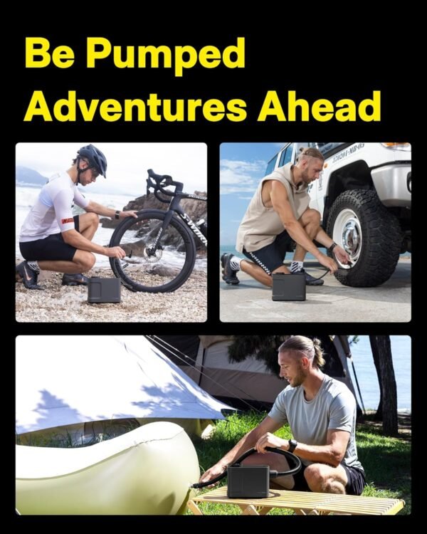 HOTO Air Pump Master, Portable Cordless Tire Inflator for Car Bike, Electric Air Pump with 9 Pump Modes, Dual-Power Option for Inflatable Pool Floats, Air Mattress, Kayak, Tent, Paddle Board, Sup - Image 2