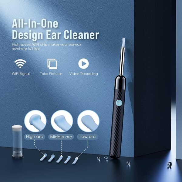 Ear Wax Removal - Earwax Remover Tool with 7 Pcs Ear Set - Ear Cleaner with Camera - FSA HSA Eligible - Ear Camera with 6 Ear Spoon - Ear Cleaner for iOS & Android (Black) - Image 7