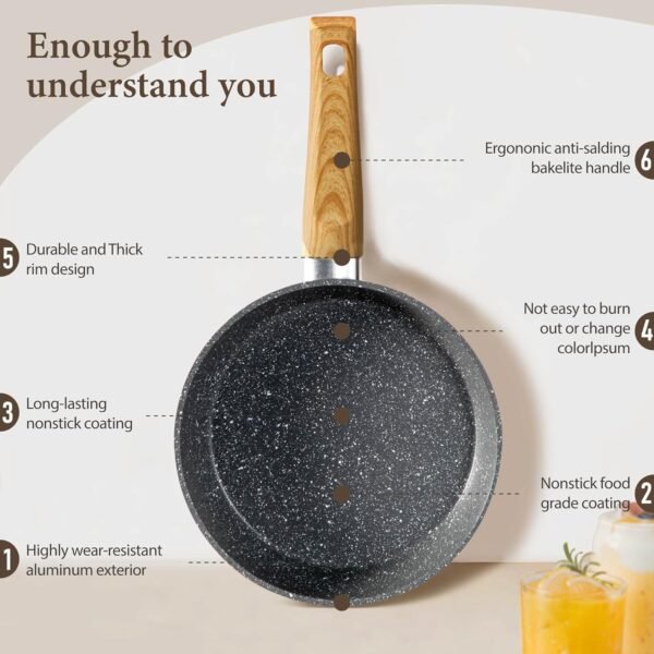 Kitchen Academy Induction Cookware Sets - 12 Piece Gray Cooking Pan Set, Granite Nonstick Pots and Pans Set - Image 5