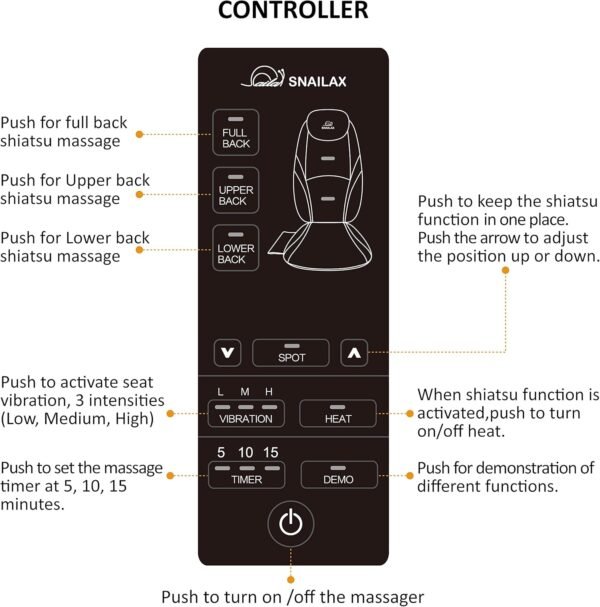 Snailax Shiatsu Massage Cushion with Heat Massage Chair Pad Kneading Back Massager for Home Office Seat use - Image 3