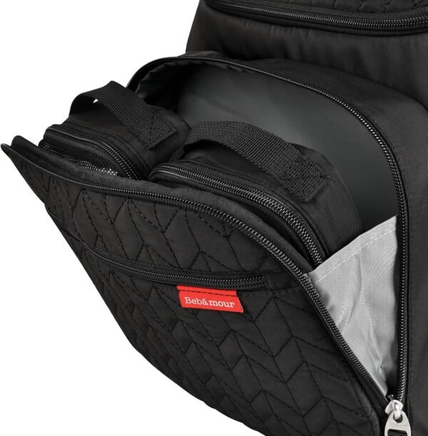 Bebamour Diaper Bag Backpack Large Capacity Diaper Backpack Travel Baby Bag with Changing Pad, Mesh Bag, Insulated Bag, Pacifier Case& Stroller Attachment, Diaper Backpack for Mom&Dad (Black) - Image 9