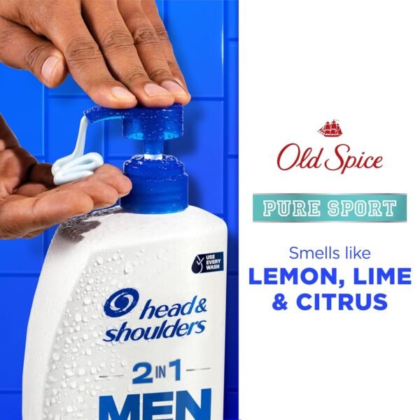 Head & Shoulders 2-in-1 Dandruff Shampoo and Conditioner Set, Clinically Proven Dandruff & Itch Relief, Lemon-Lime Scent of Old Spice Pure Sport, Nourish Scalp & Hair, 31.4 Fl Oz Each, 2 Pack - Image 2