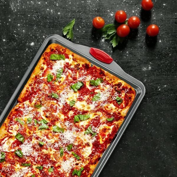 Boxiki Kitchen Non-Stick Baking & Cookie Sheet Pan Non-Toxic 11x14 Inch Rimmed Carbon Steel Baking Sheet. Dent, Warp and Rust Resistant. Heavy Gauge Steel Oven Baking Sheet. 1 Tray. - Image 7