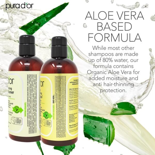 PURA D'OR Anti-Thinning Biotin Shampoo & Deep Moisturizing Conditioner Original Gold Label Set (16oz x2) Natural Earthy Scent, CLINICALLY TESTED Effective Results, DHT Blocker Thickening, Women & Men - Image 5