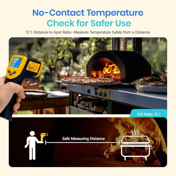 Etekcity Infrared Thermometer Laser Temperature Gun 774, Meat Food Candy Oven Thermometer for Griddle Accessories, Heat Gun for Cooking Refrigerator Tools, Yellow, -58°F to 842°F - Image 4