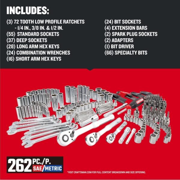 CRAFTSMAN 262-Piece Mechanic Tool Set, Master Socket Set with 3-Drawer VERSASTACK Tool Box, SAE/Metric Set (CMMT45309) - Image 7
