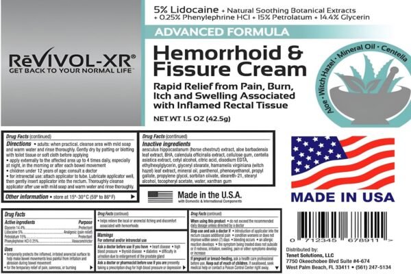 Advanced Hemorrhoid Treatment. 5% Lidocaine + Phenylephrine (Swell) + Glycerin (Protectant) + Aloe + Witch Hazel + Botanicals. Most Complete OTC Ointment & Fissure Cream, USA Made - Image 2