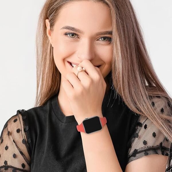 5 Pack Silicone Slim Bands Compatible with Apple Watch Band 38mm 42mm 40mm 44mm 41mm 45mm 46mm 49mm, Soft Narrow Sport Strap Thin Wristband for iWatch Series 10/9/8/7/SE/6/5/4/3/2/1/Ultra Women Men - Image 5
