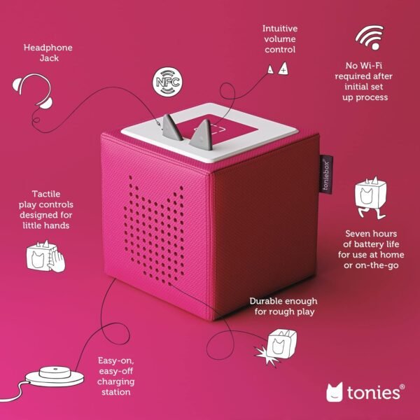 Toniebox Audio Player Starter Set with Elsa, Anna, Olaf, and Playtime Puppy - Listen, Learn, and Play with One Huggable Little Box for 3+years- Pink - Image 3