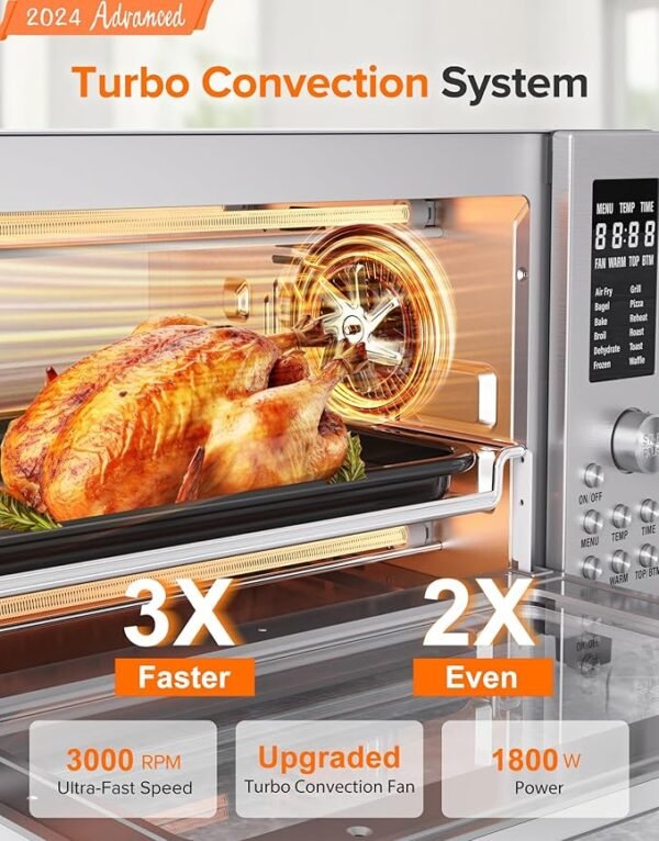 Nuwave Bravo Pro Smart 21QT Toaster Oven Air Fryer Combo, Convection Oven Countertop, 12 functions all in 1, with even & quick crisp technology, 50-450°F, 1800W, Stainless Steel - Image 2