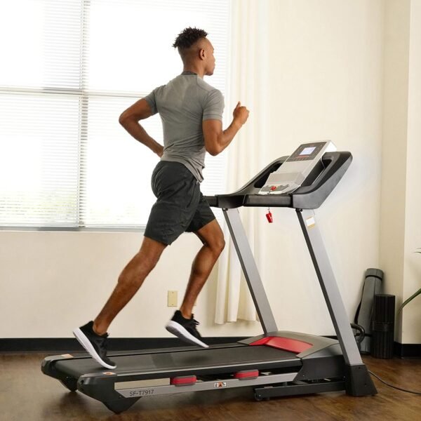 Sunny Health & Fitness Compact & Foldable Treadmill, Non-Slip Surface, Optional Dual Mode Walking/Running, Non-Electric Fixed Incline, Digital Monitor, Smart Bluetooth Connection with SunnyFit App - Image 7