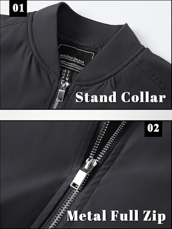 TACVASEN Men's Bomber Jacket Lightweight Casual Spring Fall Windbreaker Zip Up Coat with Pocket - Image 3