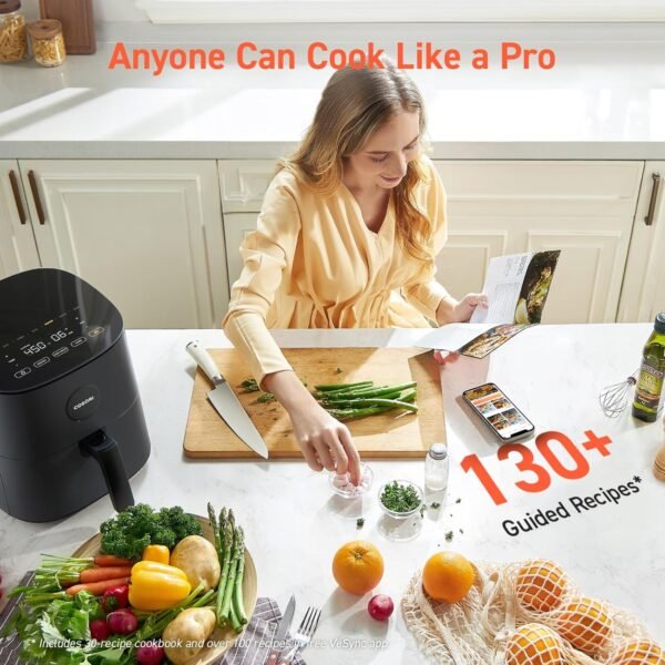 COSORI Air Fryer 9-in-1, Compact 5-Qt, Perect for Meat Enthusiasts with 450°F Max Heat Function, 130+ In-App Recipes, Little to No Oil, Easy Clean Glass Touch Panel & Nonstick Basket, Gray - Image 5