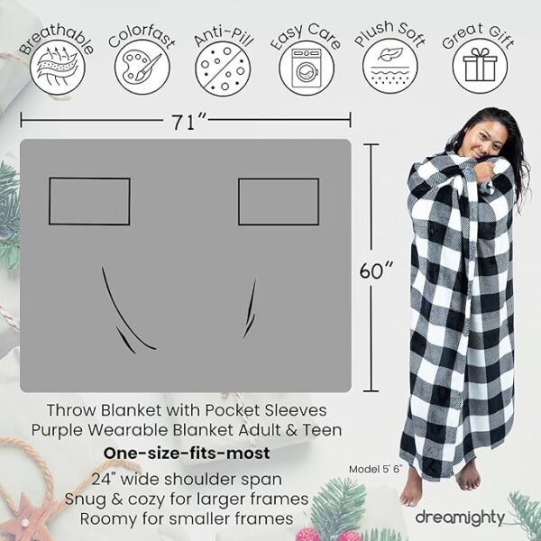Adult Wearable Blankets for Women - Mens Wearable Blanket Adult, Christmas Gifts for Mom, Gifts for Women Gifts - Image 2
