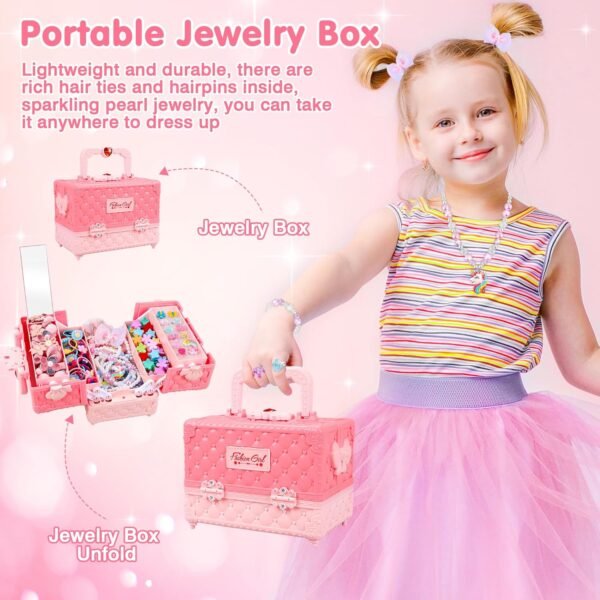 Jewelry Toys for Girls, 172Pcs Jewel Rings, Necklaces, Bracelets, Hair Ties, Hair Clips, Princess Dress Up Toys Pretend Play Jewelry Set, Gift Toys for Age 3 4 5 6 7 8 9+ Girls Kids Toddlers - Image 5