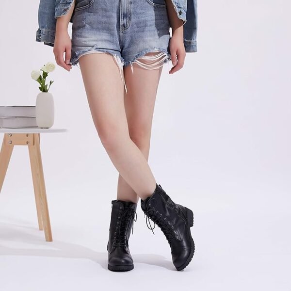 Vepose Women's 928 Military Combat Boots Mid Calf Boots+with Card Knife Wallet Pocket - Image 3