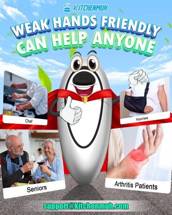 One Touch Electric Can Opener Fits Almost All Can Sizes for Seniors with Arthritis, Hand Held Battery Operated Can Opener with Smooth Edge, Food Safe Kitchen Gadgets Automatic Can Opener for Kitchen - Image 3
